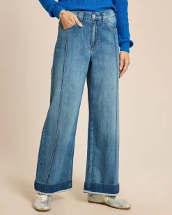 Wide leg Jeans mit Streifendetail