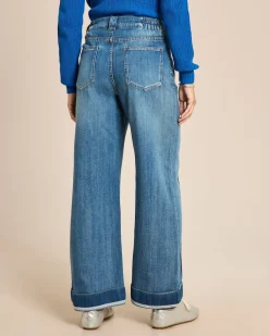 Wide leg Jeans mit Streifendetail