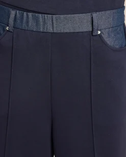Wide Leg Jersey Hose mit Denimbund