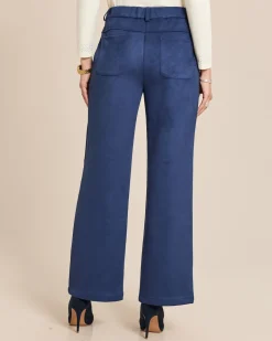 Wide Leg Veloursimitathose mit Details