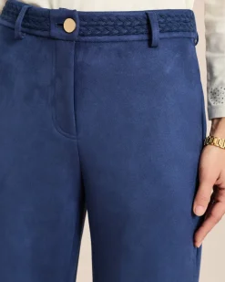 Wide Leg Veloursimitathose mit Details