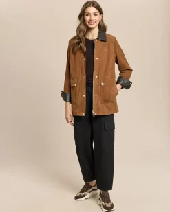 Wildlederjacke mit Kontrastkragen