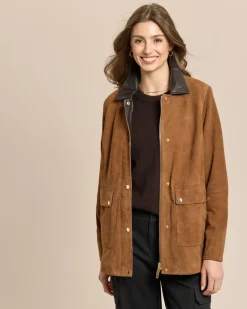 Wildlederjacke mit Kontrastkragen