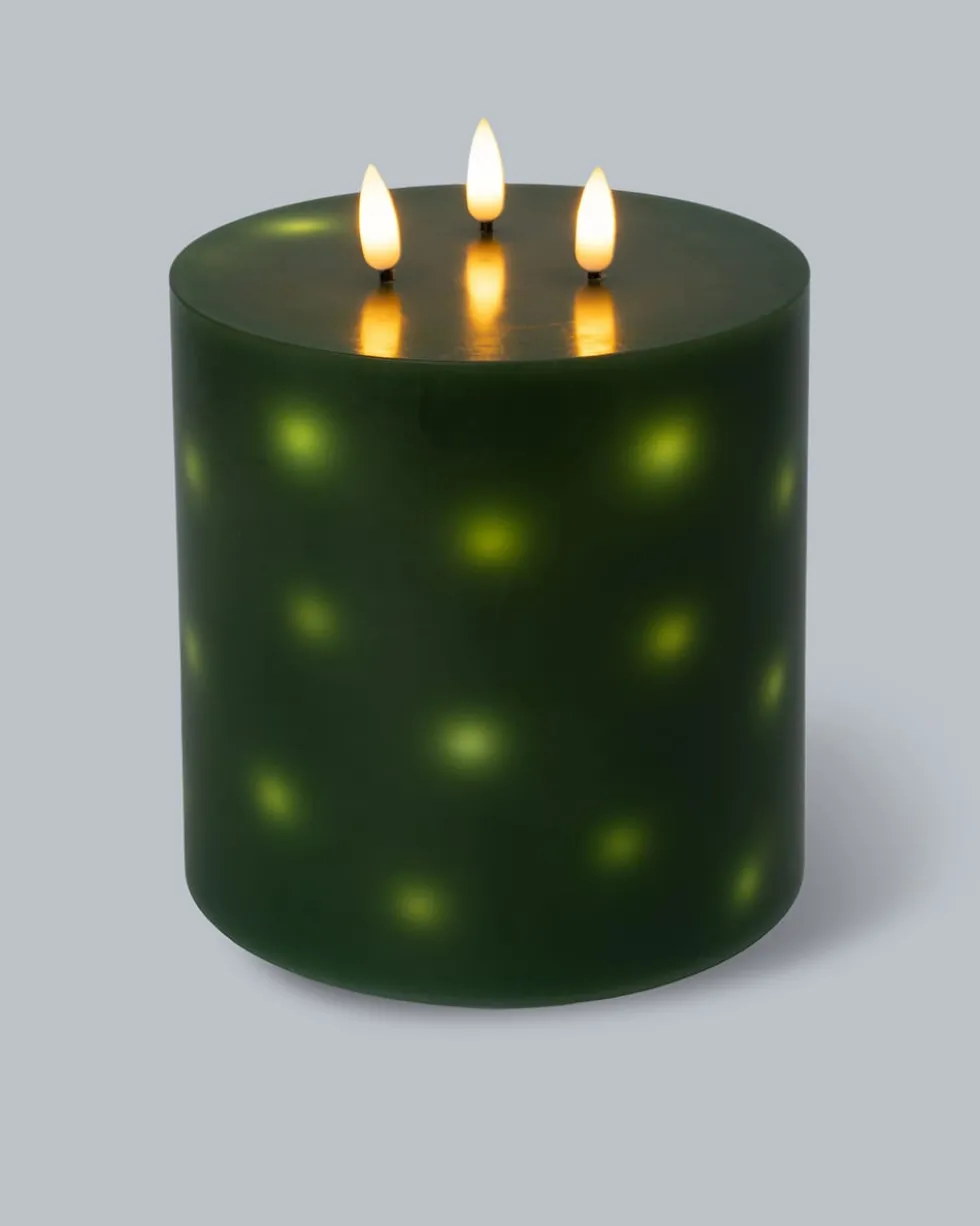 XL Drei-Docht-Kerze mit integrierter LED-Lichterkette