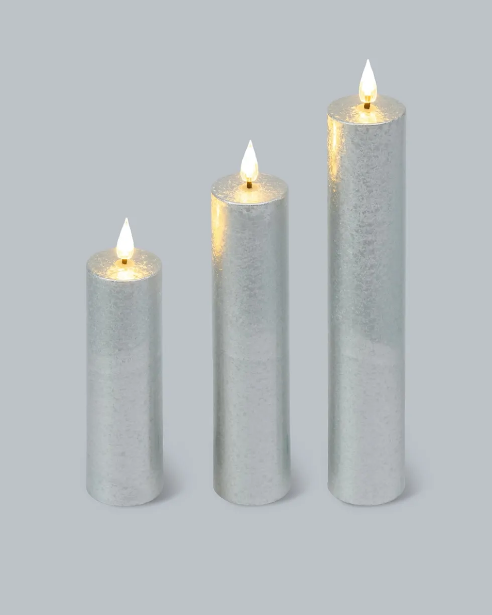 XXL-Kerzen "Metallic", 3tlg.