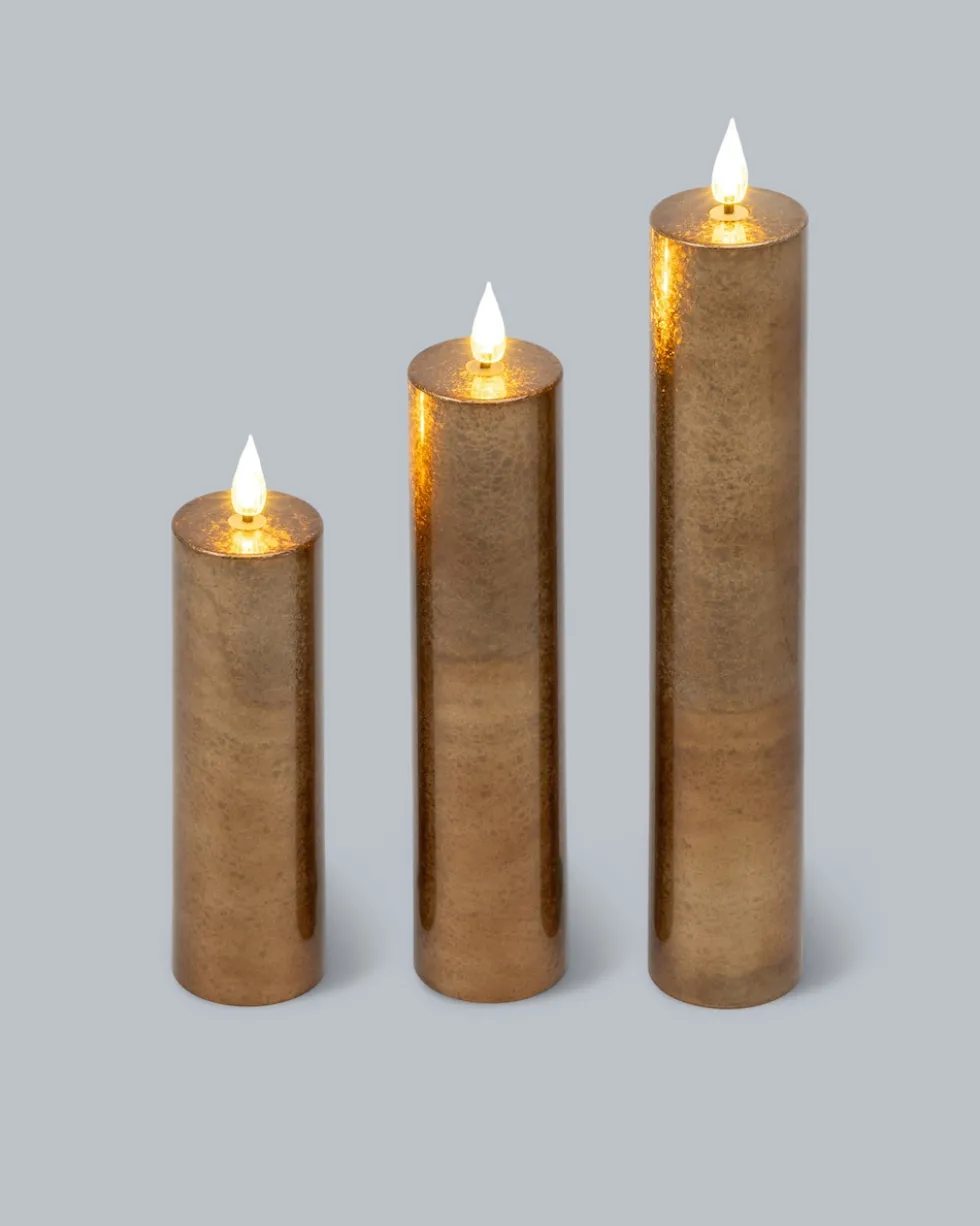 XXL-Kerzen "Metallic", 3tlg.